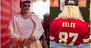 Travis Kelce's heartwarming three-word message to mom Donna as he signs her Chiefs jersey