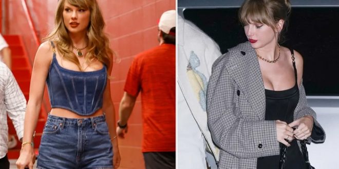 Taylor Swift's Versace Denim Corset is Actually a Sweet Travis Kelce Reference